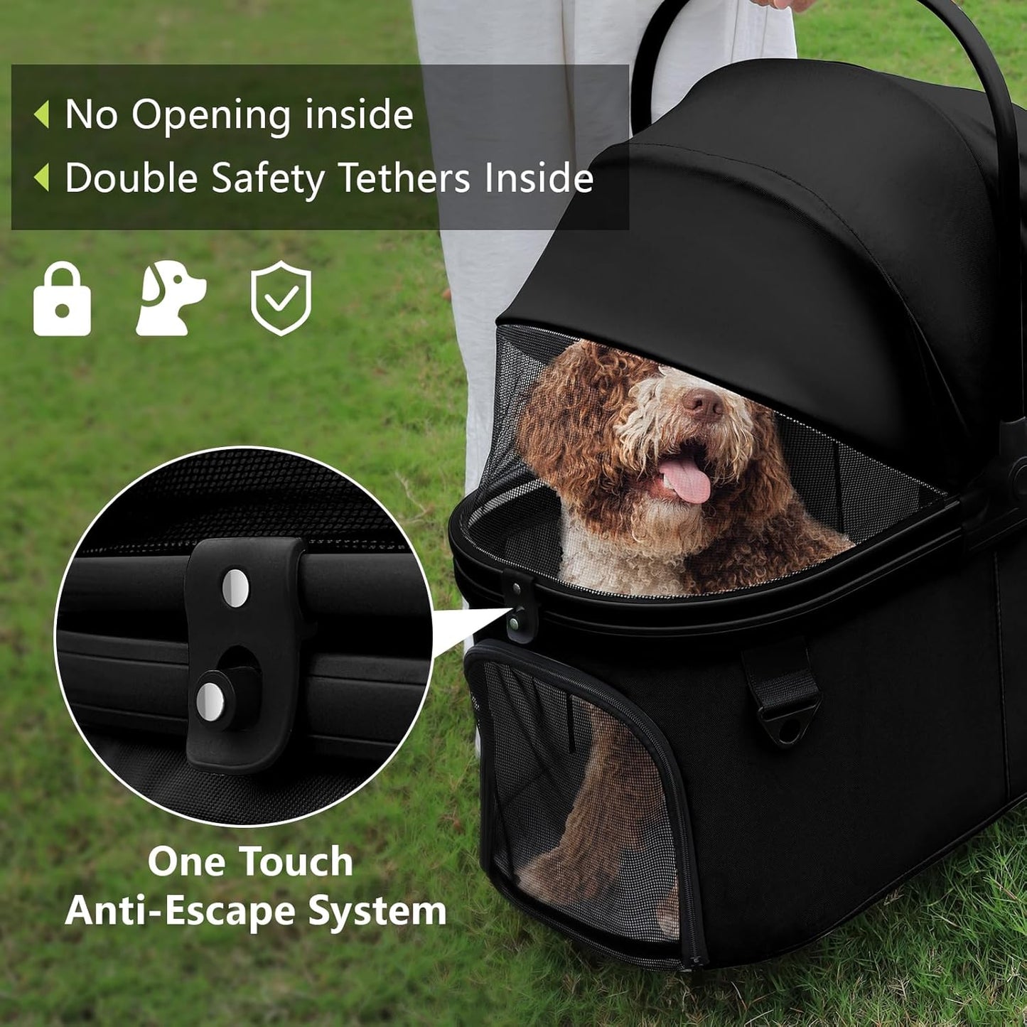Extra Large Pet Stroller, Jumbo Dog Stroller Fits 3 Small Pets up to 50Lbs, Heavy-Duty Stable Strollers with Shock Absorbing Wheels & Locking Brakes, for Walking, Jogging, Vet Visits