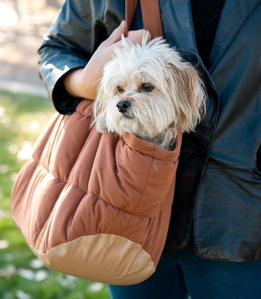 Dog Purse Carrier for Small Dogs, Cozy Plush Pet Carrier Purse, Secure Harness Clip, Lightweight Dog Tote Bag Carrier for Small Dogs and Puppies