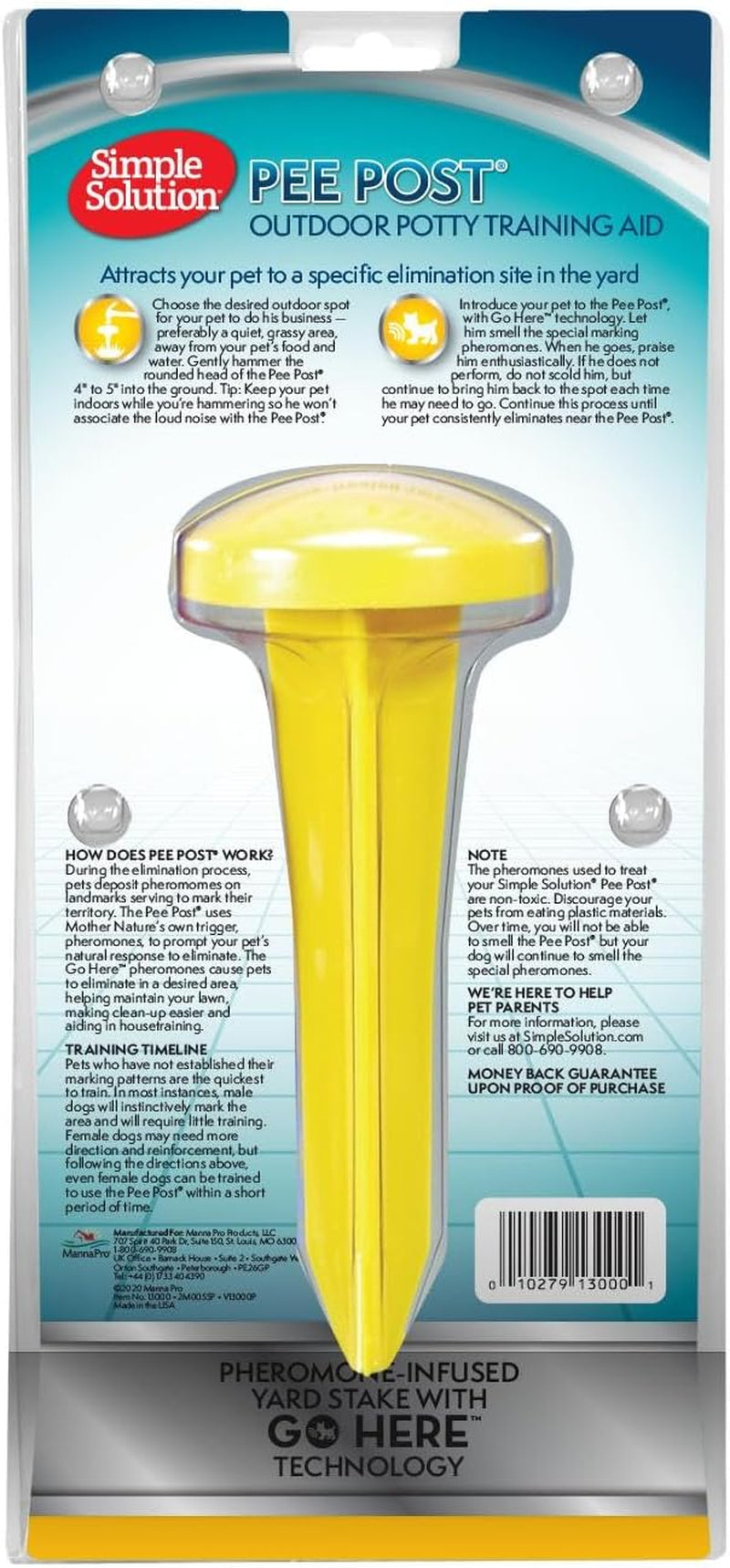 Pee Post Outdoor Potty Training Aid | Pheromone-Infused Yard Stake with GO HERE™ Technology | 13 Inch Stake, Beige,