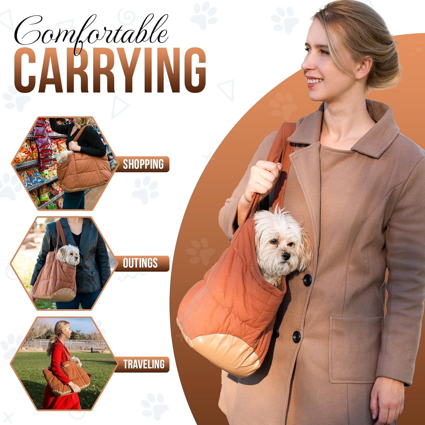 Dog Purse Carrier for Small Dogs, Cozy Plush Pet Carrier Purse, Secure Harness Clip, Lightweight Dog Tote Bag Carrier for Small Dogs and Puppies