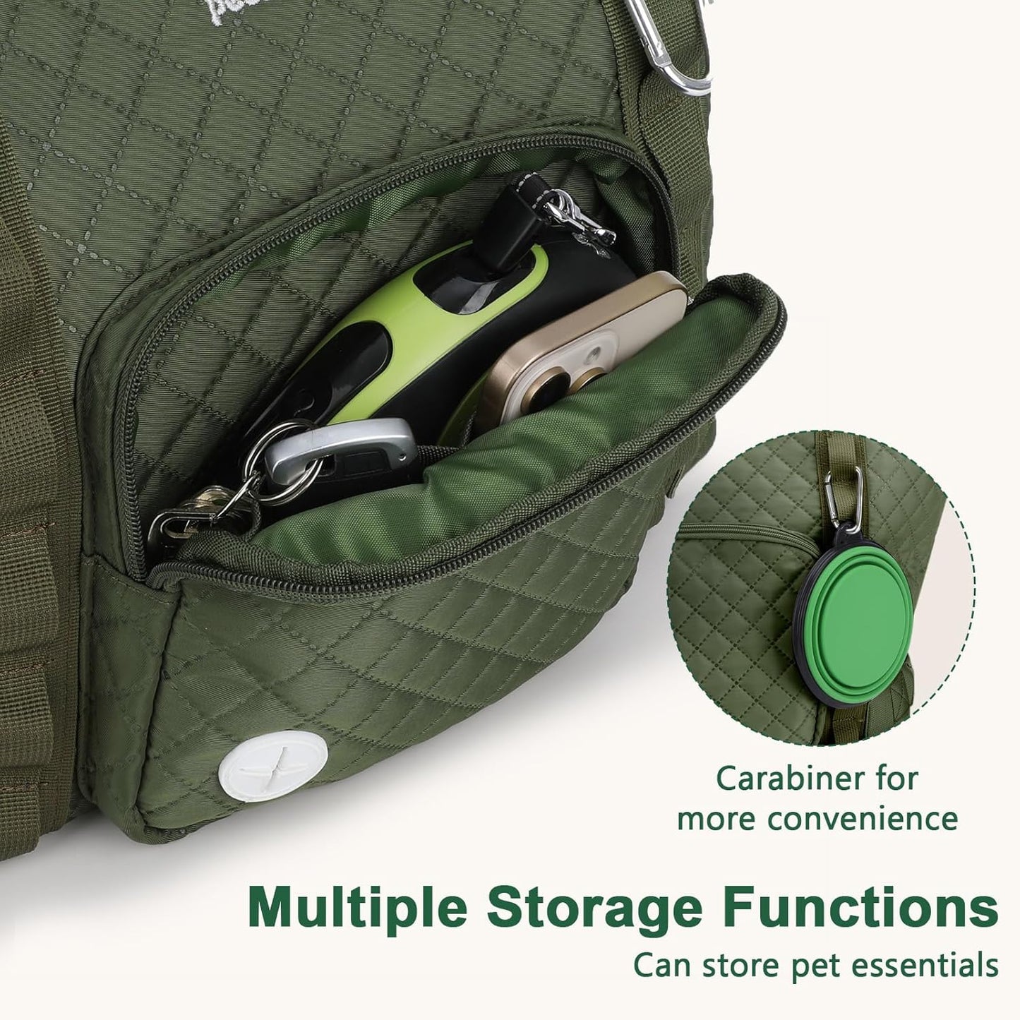 Cat Carrier Purse with Pockets, Dog Carrier with Soft-Sided, Pet Carrier Purse,Suitable for Outing and Travel, Green