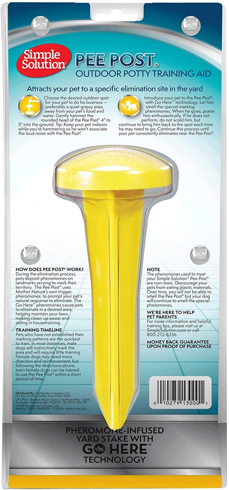 Pee Post Outdoor Potty Training Aid | Pheromone-Infused Yard Stake with GO HERE™ Technology | 13 Inch Stake, Beige,