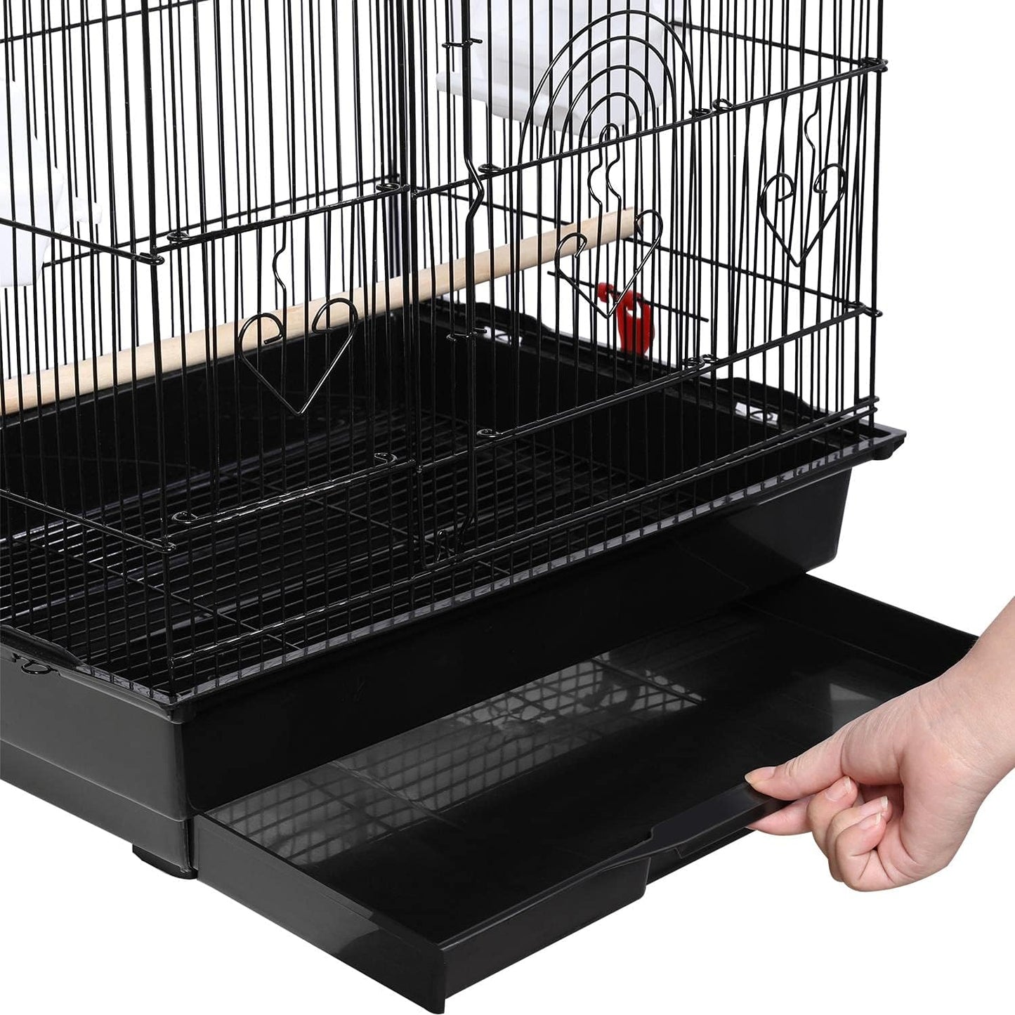 41" Portable Hanging Medium Size Bird Cage for Small Parrots Cockatiels Sun Quaker Parakeets Green Cheek Conures Finches Canary Budgies Lovebirds Travel Bird Cage, Black