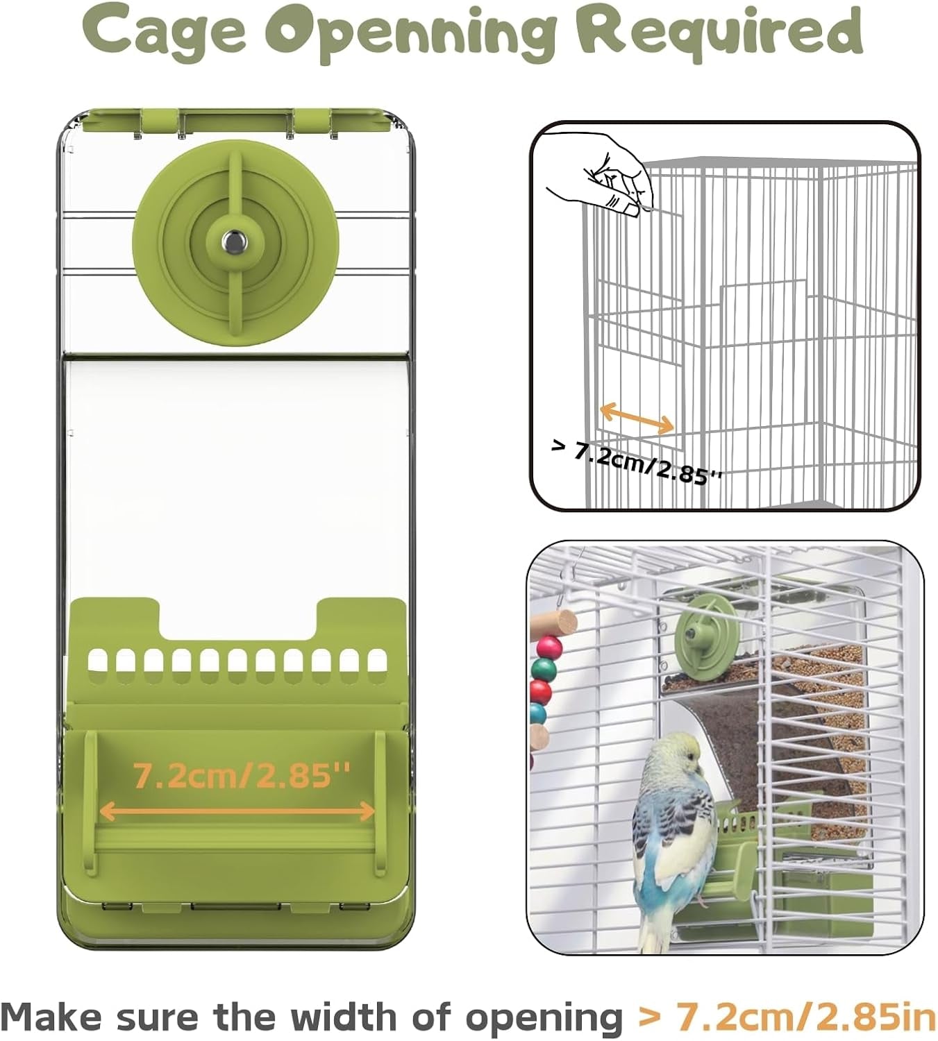 No Mess Bird Feeder Water Dispenser Set, Automatic Cage Feeder with Perch for Parakeet Canary Cockatiel Finch Budgie (Green)