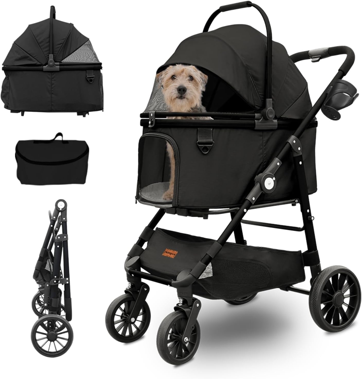 Extra Large Pet Stroller, Jumbo Dog Stroller Fits 3 Small Pets up to 50Lbs, Heavy-Duty Stable Strollers with Shock Absorbing Wheels & Locking Brakes, for Walking, Jogging, Vet Visits
