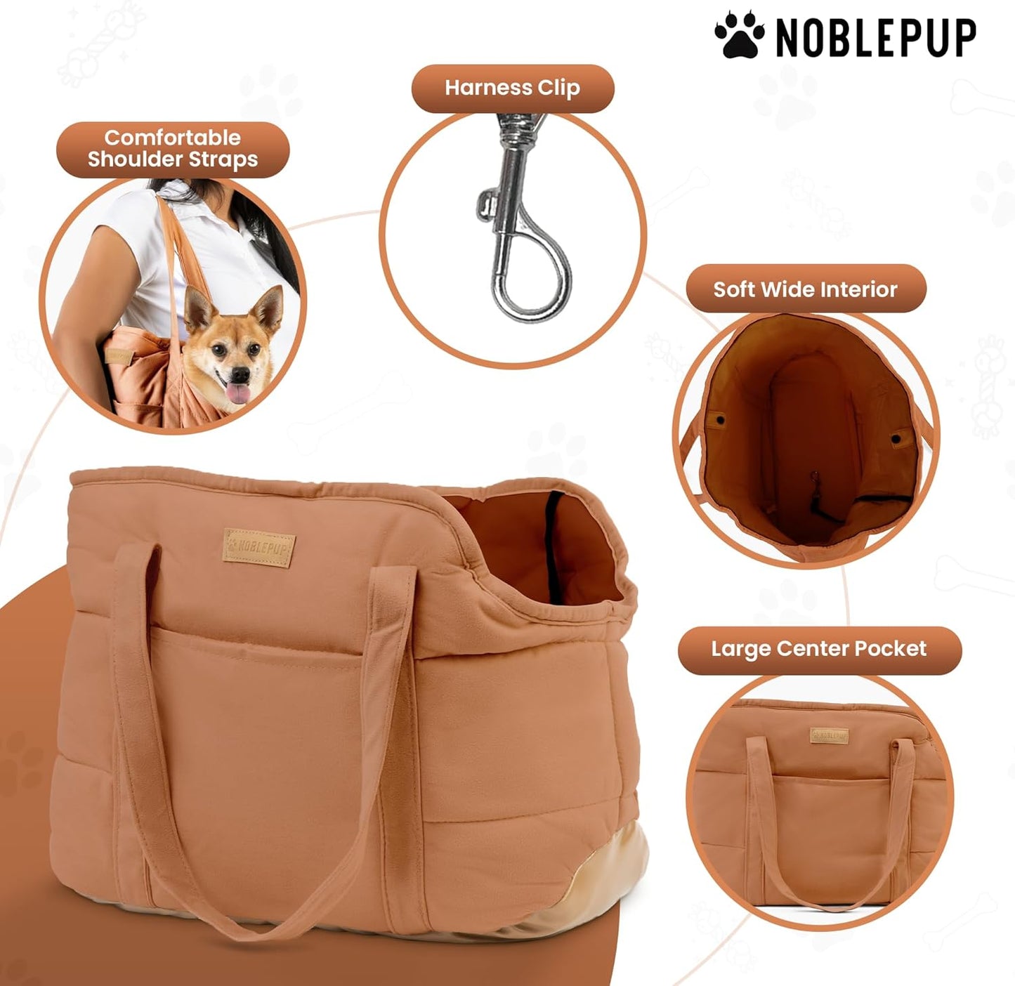 Dog Purse Carrier for Small Dogs, Cozy Plush Pet Carrier Purse, Secure Harness Clip, Lightweight Dog Tote Bag Carrier for Small Dogs and Puppies