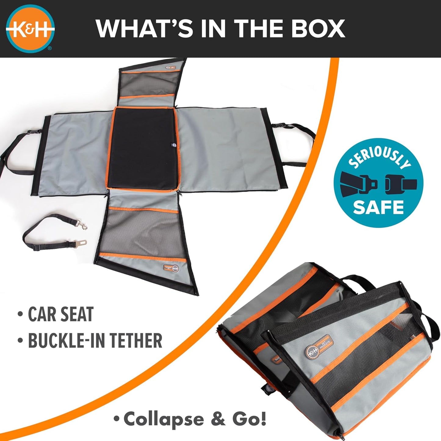 Pet Products Buckle N Go Dog Car Seat for Large Dogs, Waterproof Fabric, Breathable Mesh Sides, Adjustable Seat Belt Leash, Carseat for Medium to Large Pets, Car Seat Cover - 21 X 19 X 19In