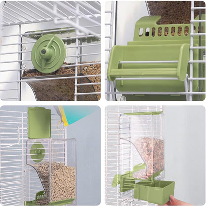 No Mess Bird Feeder Water Dispenser Set, Automatic Cage Feeder with Perch for Parakeet Canary Cockatiel Finch Budgie (Green)