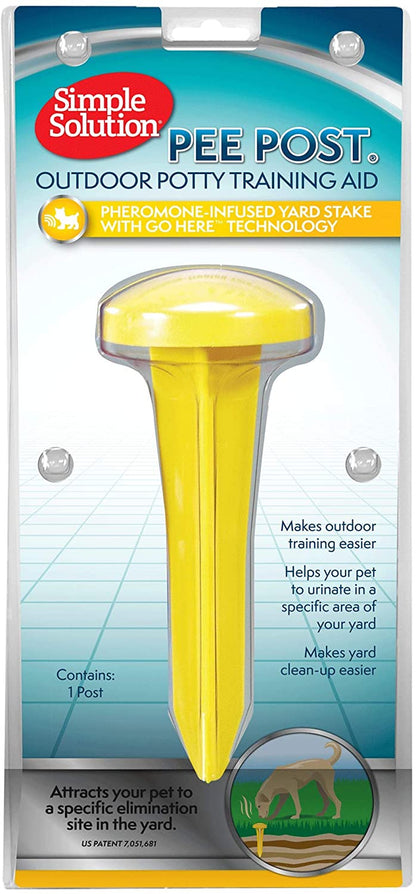 Pee Post Outdoor Potty Training Aid | Pheromone-Infused Yard Stake with GO HERE™ Technology | 13 Inch Stake, Beige,