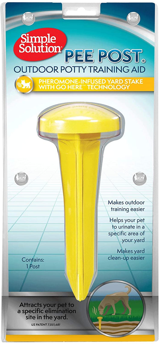 Pee Post Outdoor Potty Training Aid | Pheromone-Infused Yard Stake with GO HERE™ Technology | 13 Inch Stake, Beige,