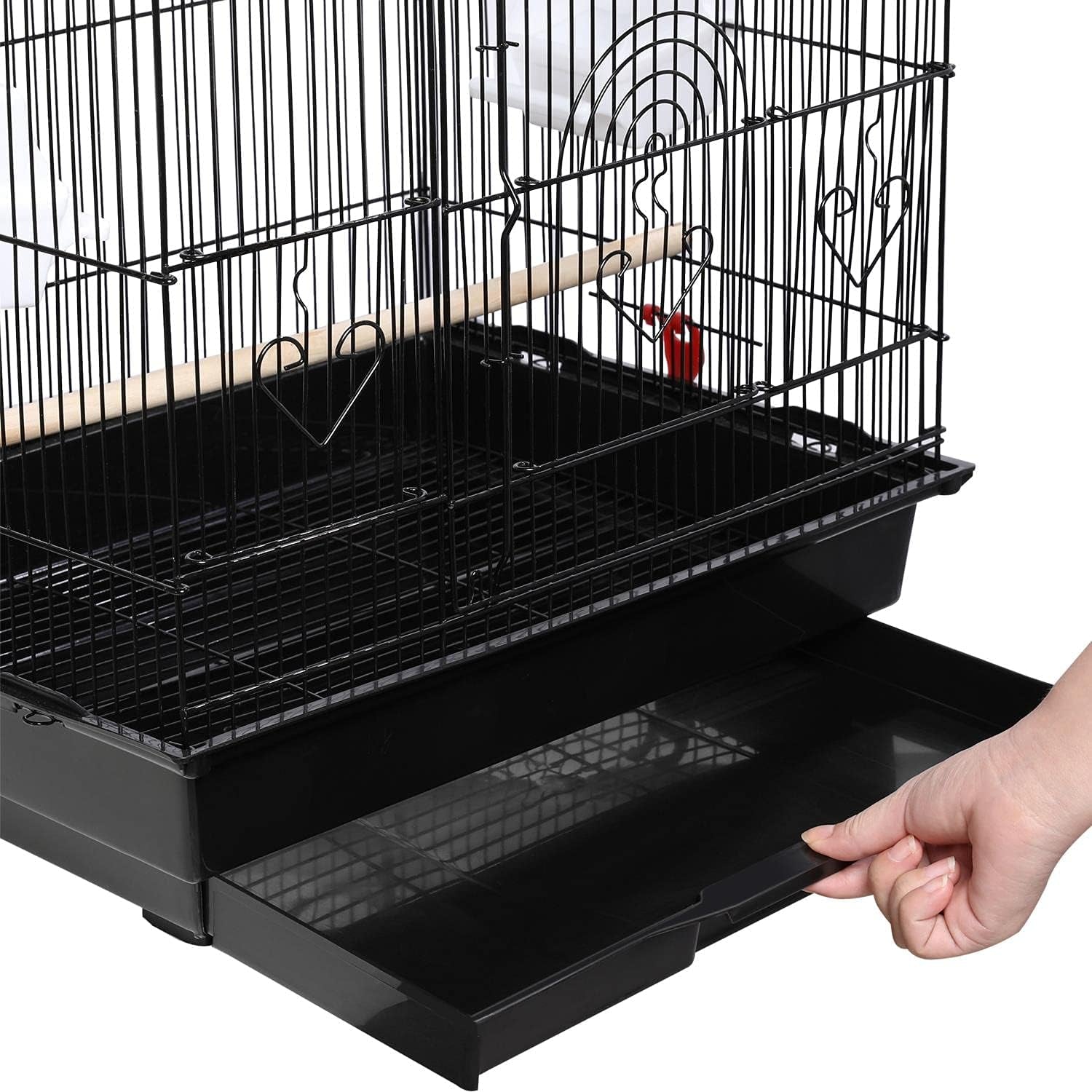 41" Portable Hanging Medium Size Bird Cage for Small Parrots Cockatiels Sun Quaker Parakeets Green Cheek Conures Finches Canary Budgies Lovebirds Travel Bird Cage, Black
