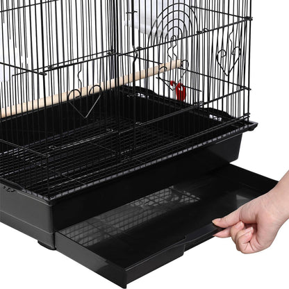41" Portable Hanging Medium Size Bird Cage for Small Parrots Cockatiels Sun Quaker Parakeets Green Cheek Conures Finches Canary Budgies Lovebirds Travel Bird Cage, Black