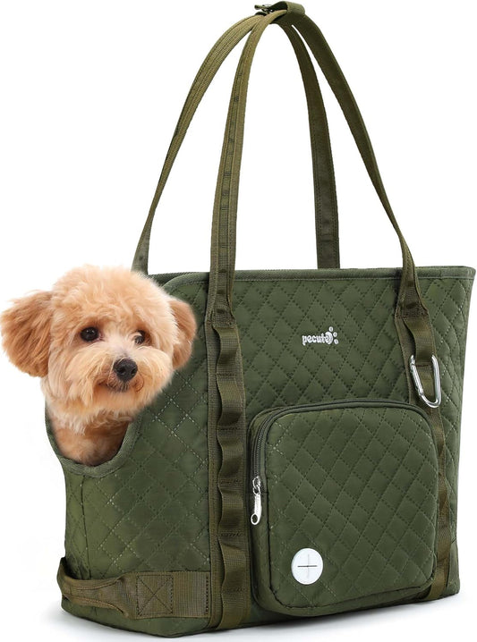 Cat Carrier Purse with Pockets, Dog Carrier with Soft-Sided, Pet Carrier Purse,Suitable for Outing and Travel, Green