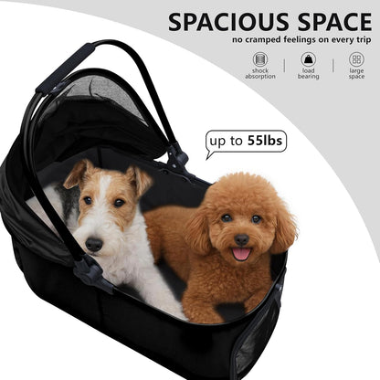 Extra Large Pet Stroller, Jumbo Dog Stroller Fits 3 Small Pets up to 50Lbs, Heavy-Duty Stable Strollers with Shock Absorbing Wheels & Locking Brakes, for Walking, Jogging, Vet Visits
