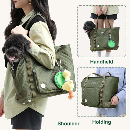 Cat Carrier Purse with Pockets, Dog Carrier with Soft-Sided, Pet Carrier Purse,Suitable for Outing and Travel, Green